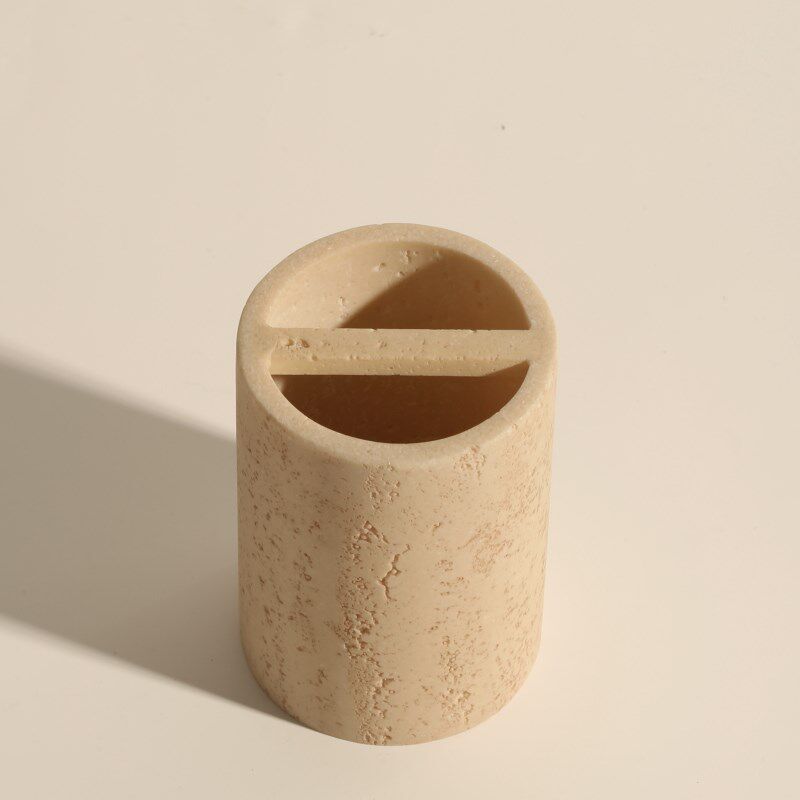 侘寂风洞石卫浴洗漱装洗漱台卫生间浴室刷牙杯托盘漱口杯牙刷架