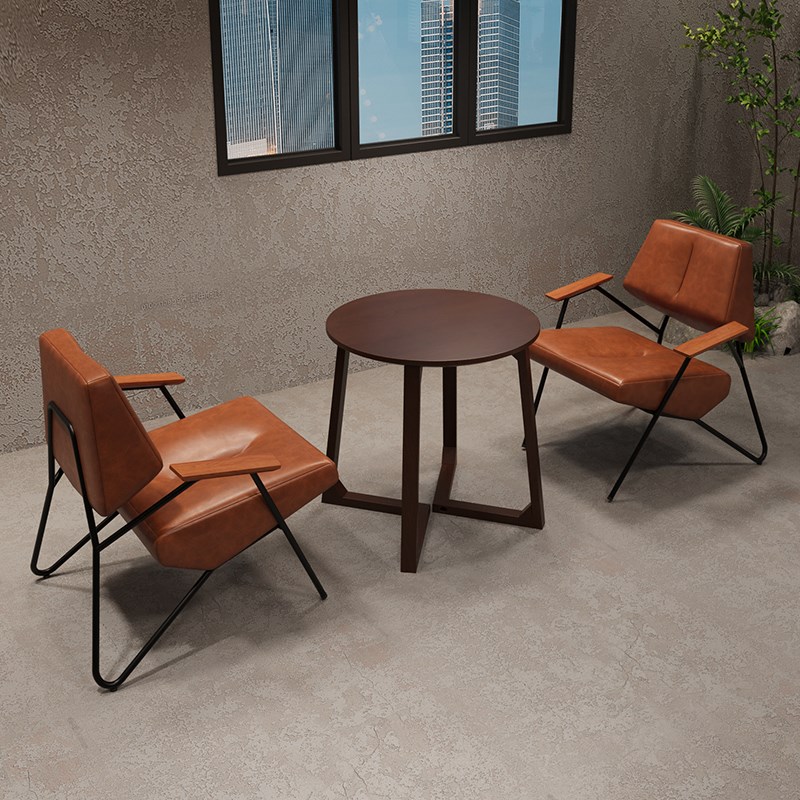 咖啡厅沙发休息区接待洽谈桌椅单人休闲椅子奶茶店酒吧工业风