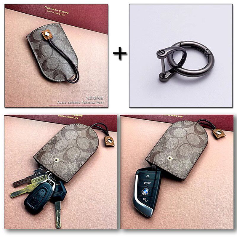 钥匙扣新款男女式多功能锁匙时尚复古皮汽车包遥控抽拉收纳包挂件
