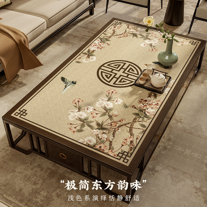 喜即玉殿春新中式餐桌垫子防水防油防烫免洗长方形客厅餐桌茶几垫