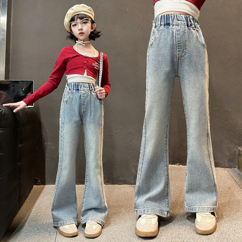 女童喇叭裤牛仔裤春装2025新款儿童中大童女孩裤子春秋季长裤洋气