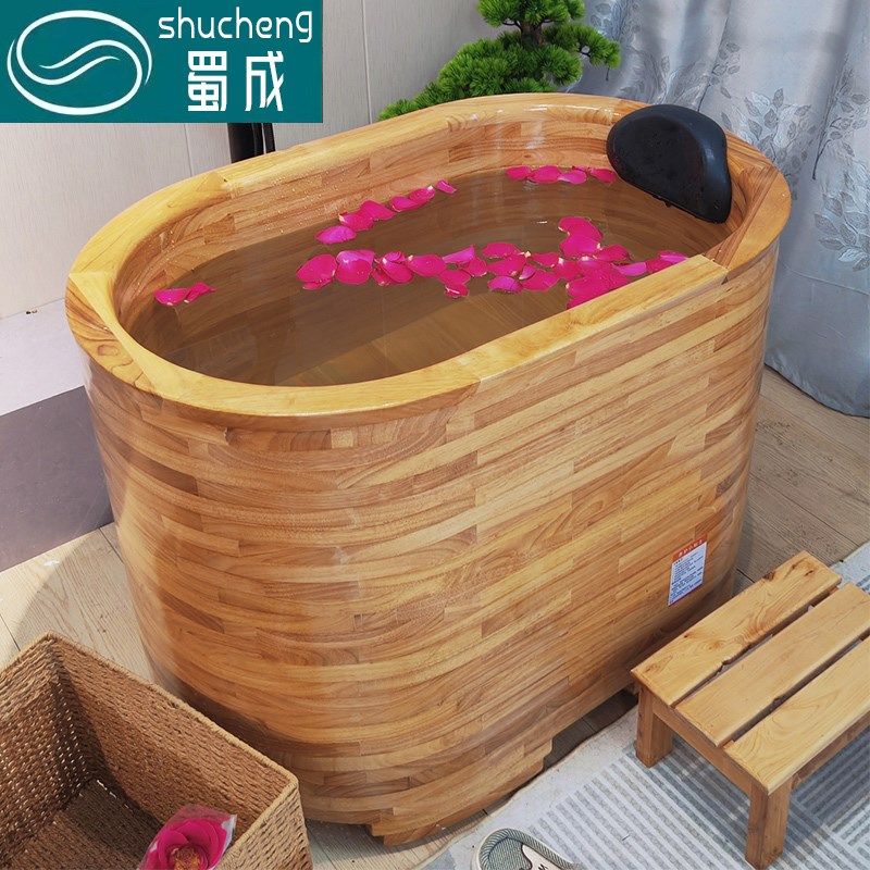 蜀成加高深木桶浴缸泡澡木桶小户型家用泡澡桶坐式成人木桶浴桶