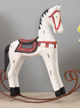 不倒翁木马摆件橱窗陈设工艺品装饰家居用品拍摄道具客厅书房卧室