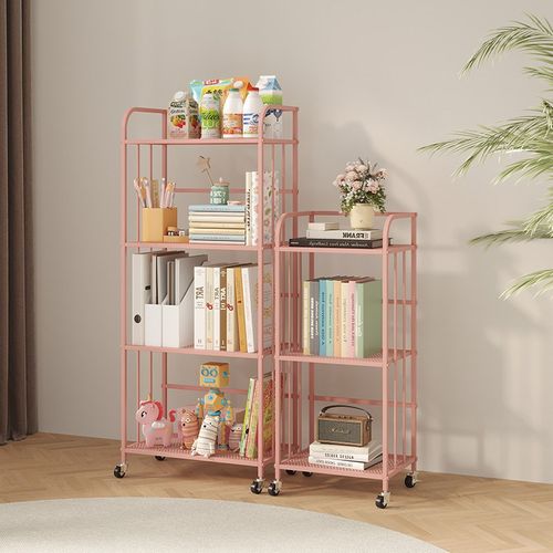 简易书桌旁小书架落地置物架客厅可移动铁艺架子卧室展示架靠墙