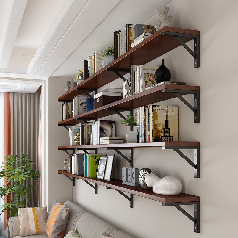 沙发后置物架实木书架客厅铁艺书柜落地多层壁挂式折叠收纳架家用