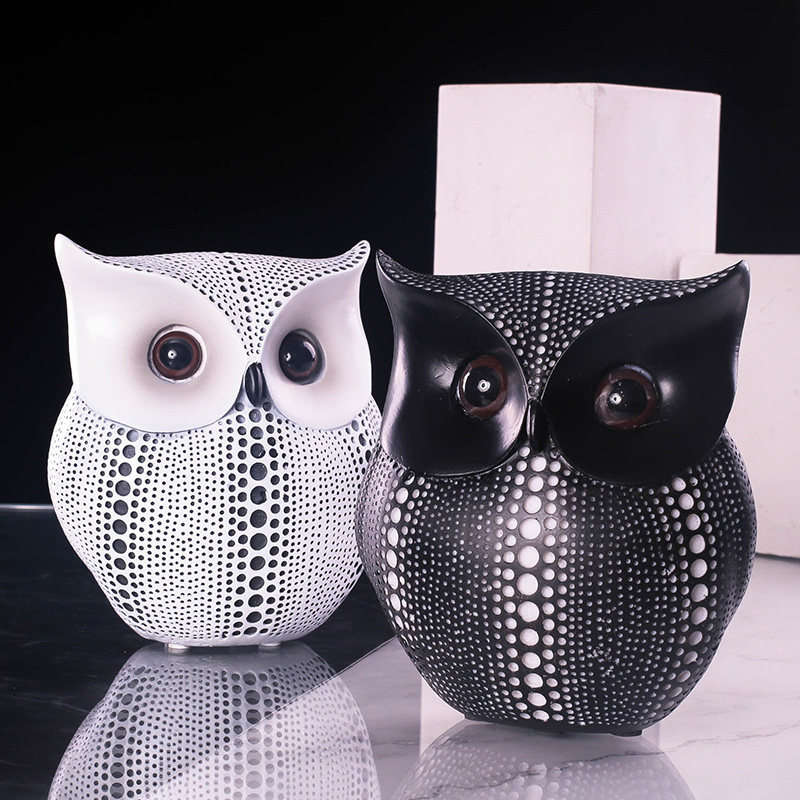 北欧波点猫头鹰摆件客厅电视酒柜家居装饰创意可爱桌面小鸟工艺品,家居饰品,桌面摆件,淘宝优惠券,粉丝福利购,淘宝优惠卷