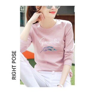 2件】纯棉长袖t恤女装秋装2023年新款宽松打底衫女士早秋季上衣服