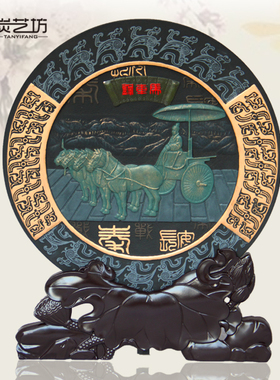 西安特色文化纪念品兵马俑炭雕摆件铜车马定制礼品送外宾朋友礼物