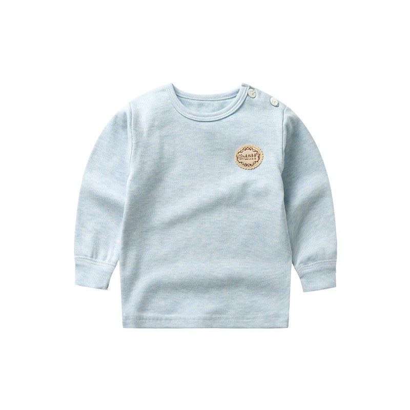 婴儿内衣全棉长袖女宝宝秋衣单件套头新生儿上衣圆领衣服纯棉春秋