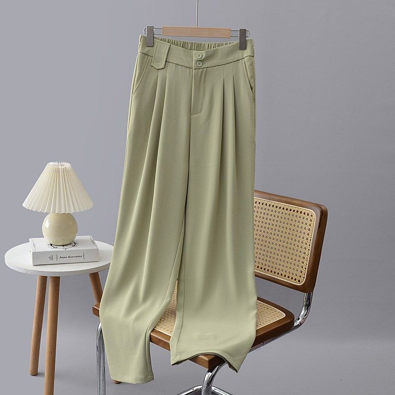 西装阔腿裤女裤子大码春秋新款高腰垂感直筒微胖mm窄版高级感西裤