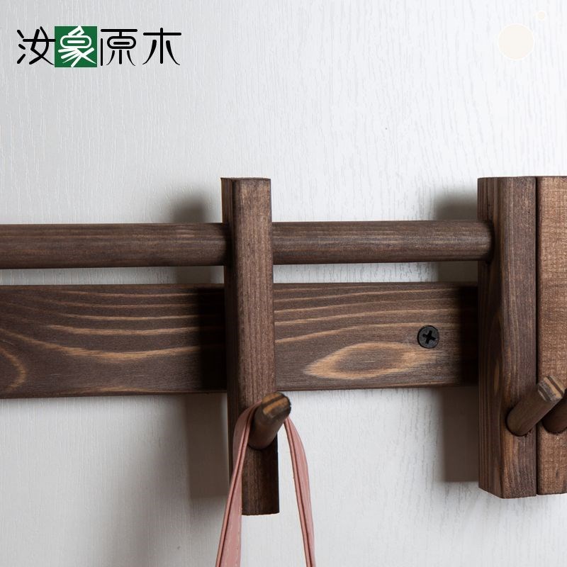 实木挂钩进门入户墙壁衣帽钩玄关卧室墙上挂衣架门后收纳木质挂架
