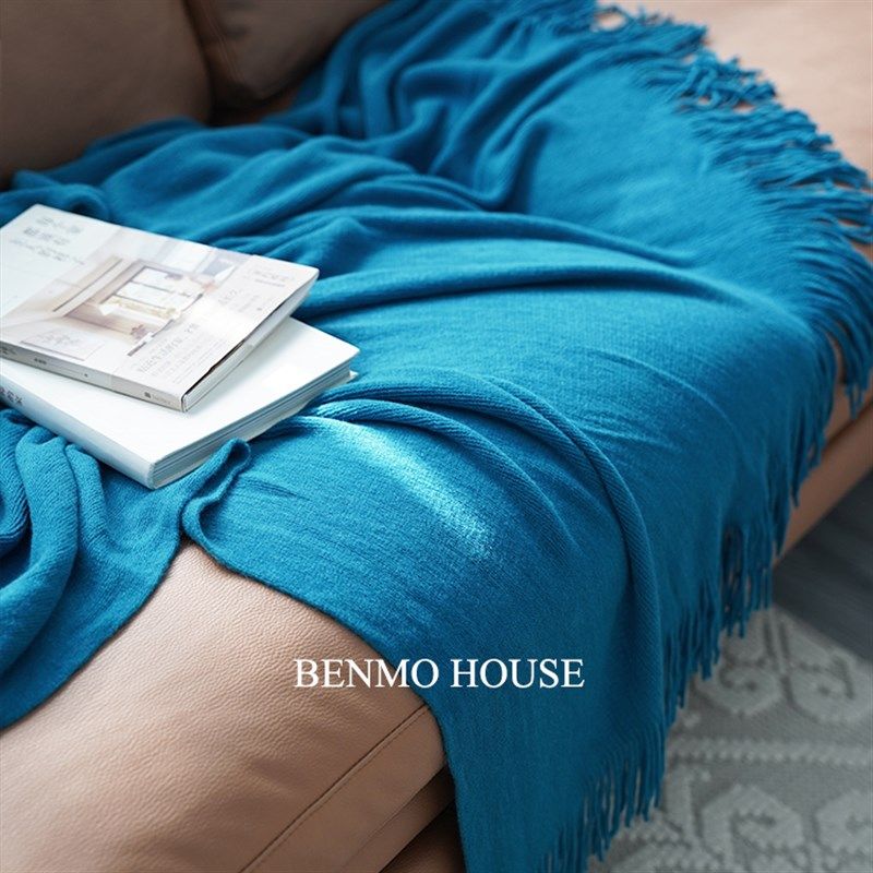 美式床搭酒店床尾毯沙发毯北欧美式毯毛线针织办公室空调装饰搭巾
