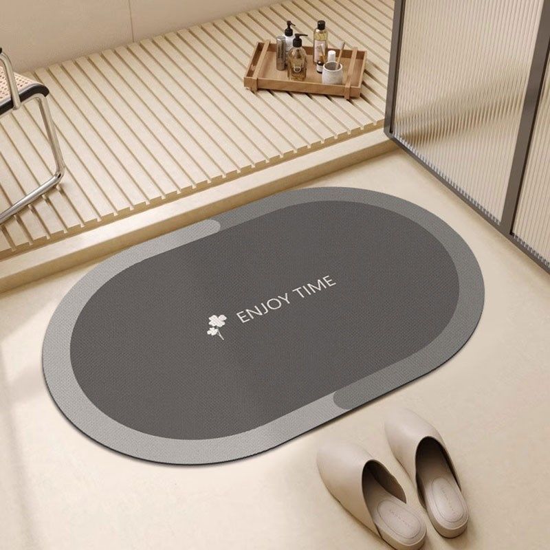椭圆形浴室硅藻泥地垫卫生间厕所进门吸水防滑脚垫淋浴房门口地毯