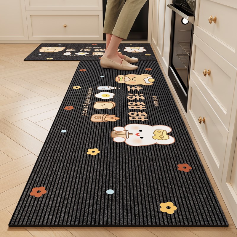 卡通厨房防油防水地垫2025新款硅藻泥防滑脚垫耐脏l型地毯吸水垫
