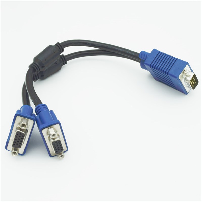 vga 一分二 电脑连接线 高清分屏器 vga一拖二分配器分频器 1分2