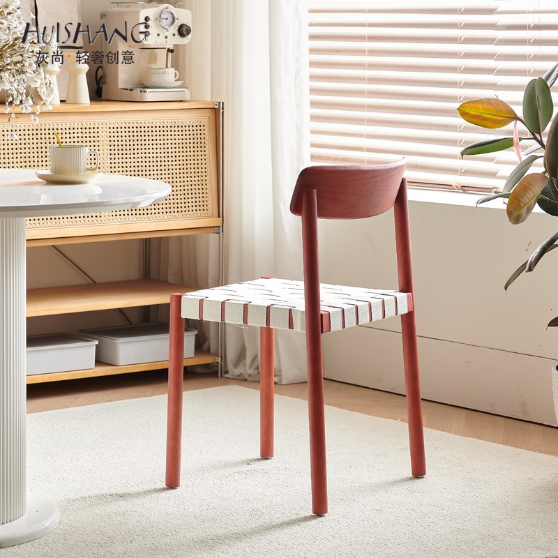 丹麦创意设计师侘寂风实木餐椅轻奢靠背极简咖啡椅客厅休闲椅子