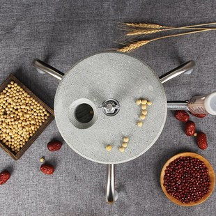 小石磨家用小型复古豆浆豆腐幼儿园手动推磨盘机老式青石磨子手工