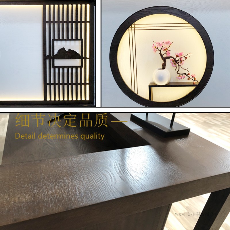 包邮新中式收银台复古实木吧台桌茶楼足疗美容餐厅酒店前台接待台