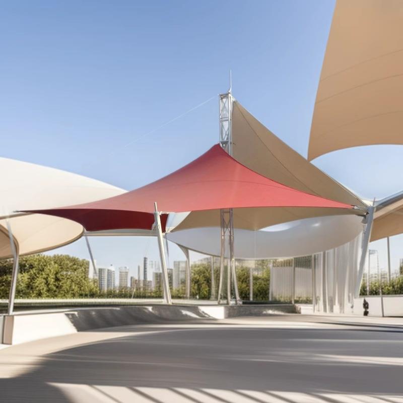 承建景区公园商业广场膜结构景观棚彩色张拉膜钢结构顶棚遮阳雨棚