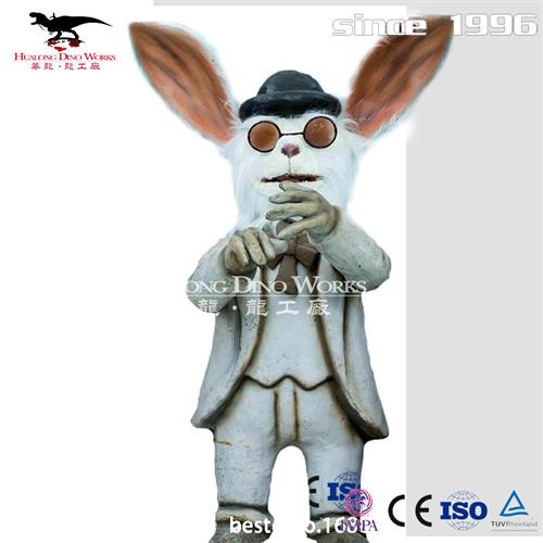 商场室内仿真卡通动物美陈摆件儿童喜爱漫画人物手工贴毛自贡厂家