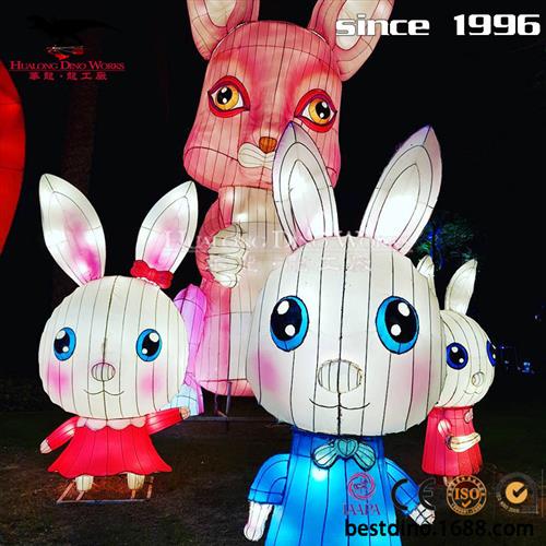 春节庆典卡通动物兔子松鼠彩灯彩车灯组模型自贡彩灯灯会工厂供货