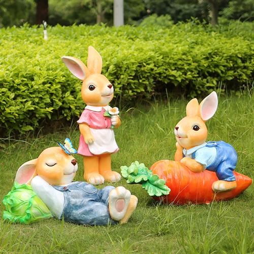 卡通兔子雕塑大型摆件模型景观玻璃钢小品户外幼儿园草坪装饰庭院
