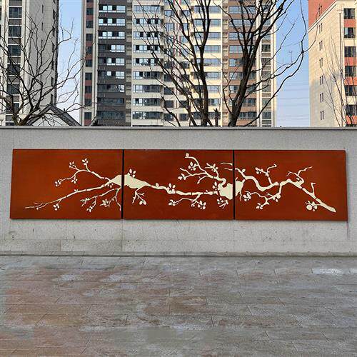 耐候板雕塑耐候钢板景观墙雕塑建筑景观用耐候板户外镂空图案造型
