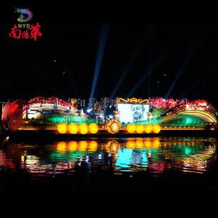 高档龙船秦淮夜游龙船LED花灯龙舟仿古影视道具彩船彩灯