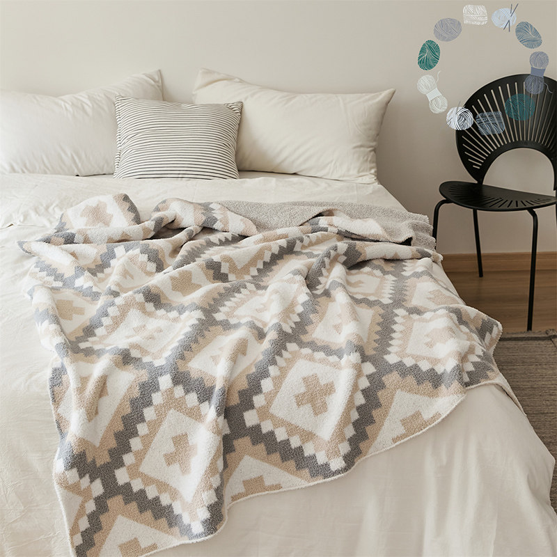 几何元素 针织盖毯 毯子 沙发装饰毯床尾搭毯 超柔软软绵绵午睡