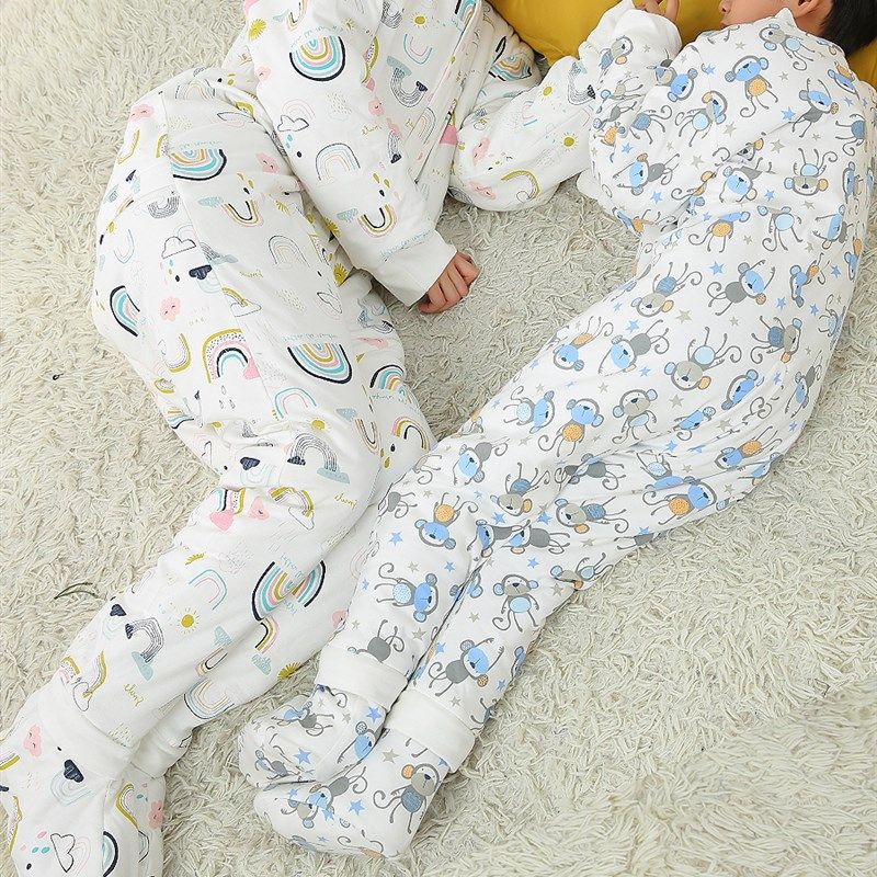 睡袋儿童包脚大宝宝防踢被子5套脚6带脚7大孩子8在大童10岁秋冬款