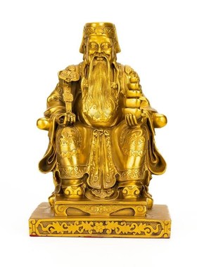 纯铜土地公神像供奉家用家居福德正神地主爷爷土地婆婆公公铜摆件