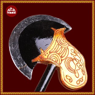 神龙戏装京剧越剧戏曲道具程咬金 李逵兵器道具双柄斧木质双斧子