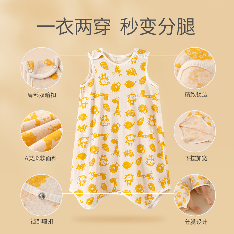 女童睡裙夏款纯棉纱布薄款睡袍夏天宝宝睡衣夏季睡袋儿童防踢被款
