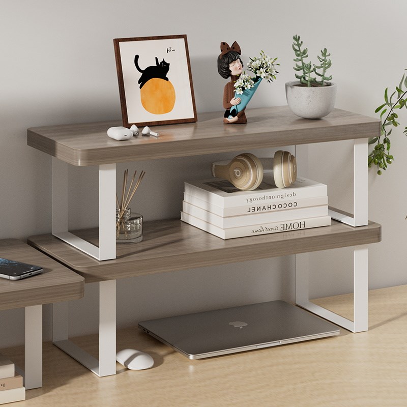 桌面架子收纳置物架多层实木办公桌女生工位电脑屏幕显示器增高架