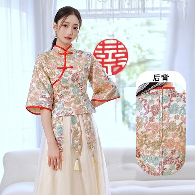 中式伴娘服女2024新款春夏大码胖MM结婚礼服显瘦旗袍姐妹团伴娘裙