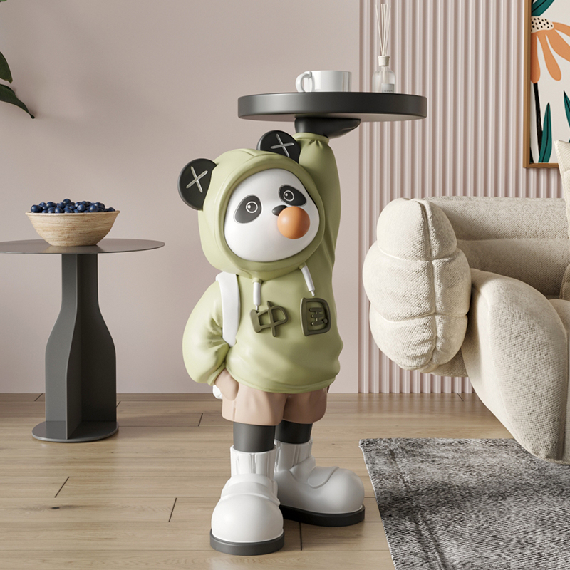 熊猫托盘客厅大型落地摆件电视柜旁家居软装饰品乔迁新居搬家礼物