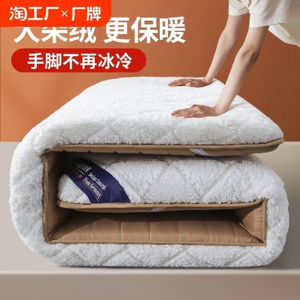 羊羔绒床垫软垫家用1.5m冬季加厚保暖租房专用垫被褥子榻榻米垫子