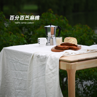 白色桌布 本原100%苎麻棉法式 做旧风艺术拍摄背景布酒桌垫野餐布