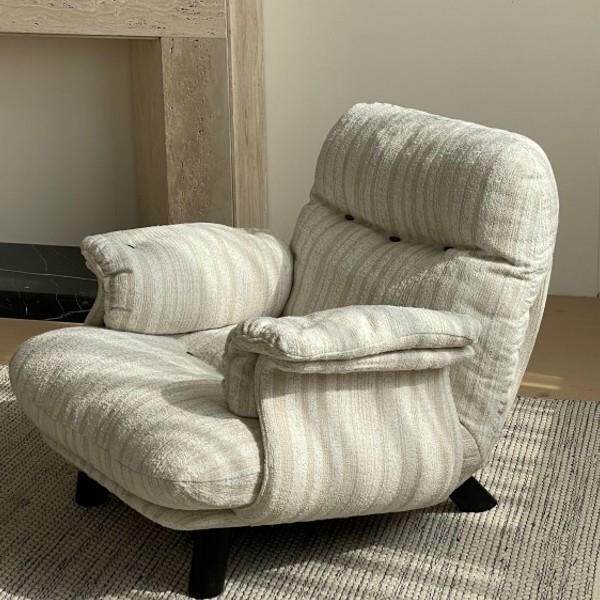 中古风休闲椅小户型懒人布艺客厅奶油风卧室单人小沙发椅双人民宿