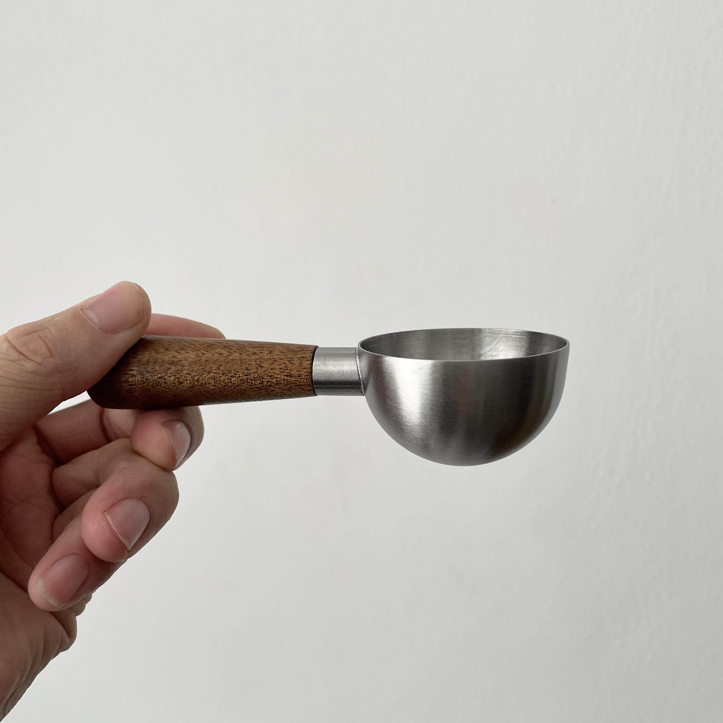 不锈钢咖啡粉量勺克数勺定量计量勺子量匙胡桃木柄咖啡勺面粉勺