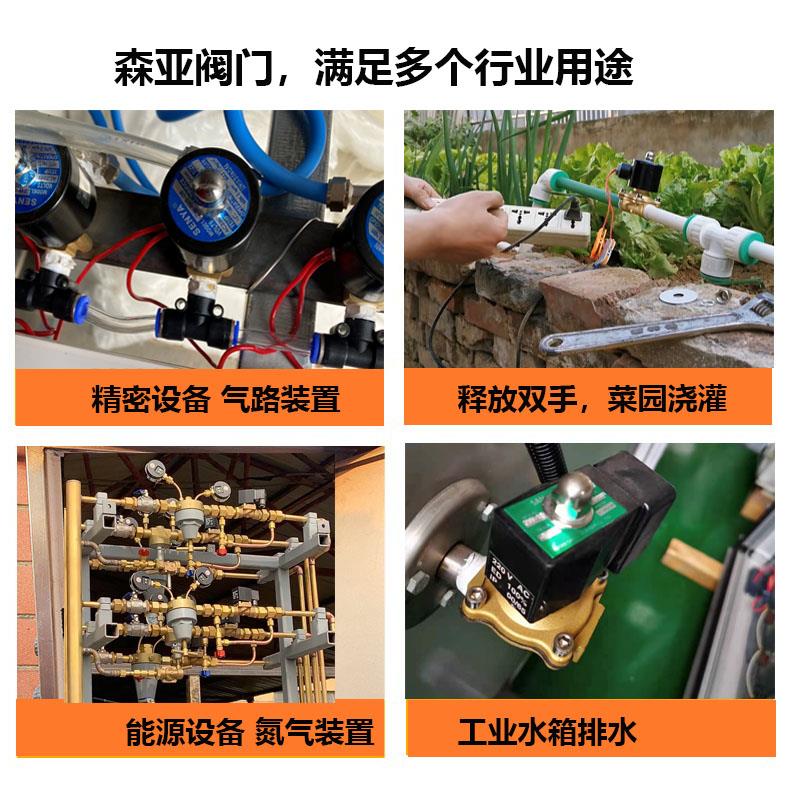 森亚常闭电磁阀水阀AC220V 气阀控制阀DC24V2分4分水管6分1寸全铜
