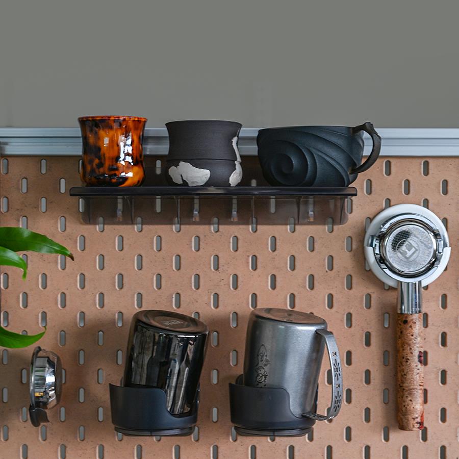 适用于洞洞板孔位的大平台咖啡器具整理架 28×10cm塑料挂钩式置