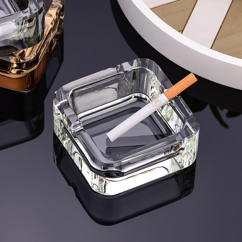 玻璃烟灰缸方形小号电镀烟盅创意个性潮流酒店客房简约时尚烟灰盒