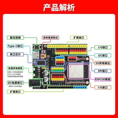 ESP32开发板WROOM-32E乐鑫原装核心板带WIFI蓝牙兼容Arduino编程