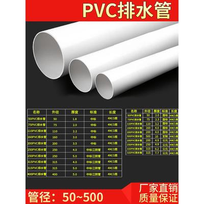 pvc管排水管 50下水管180通风管材配件110塑料雨水管加厚90落水管