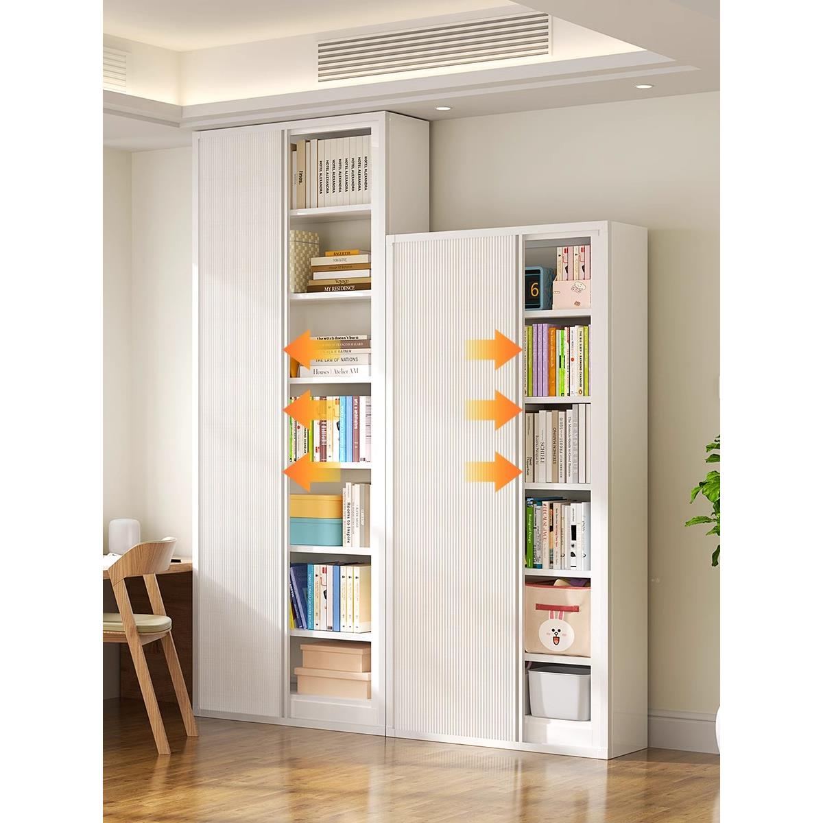 钢制书架防尘门蜂巢推拉门免打孔折叠门家用图书馆书架专用配件