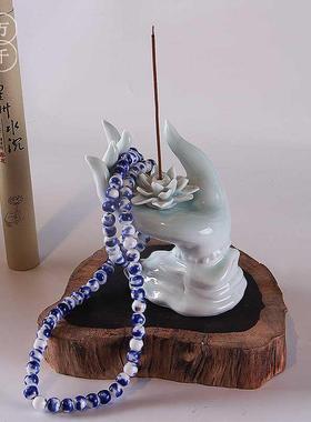 陶瓷佛手莲花红香插禅意摆件新中式家居客厅茶室博古架香薰装饰品