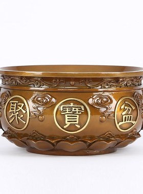 纯铜聚宝盆摆件家居装饰品客厅玄关存钱罐工艺品办公桌开业礼品