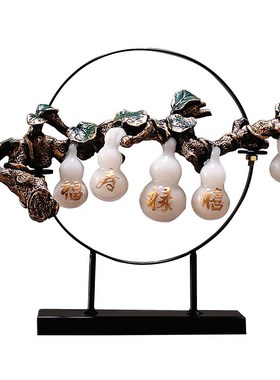 轻奢鹿工艺品摆件办公室桌面新中式玄关客厅葫芦摆件乔迁新居礼物