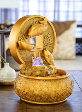 聚宝盆转运球开业创意门店装饰礼品水景精致简约桌面招财流水摆件